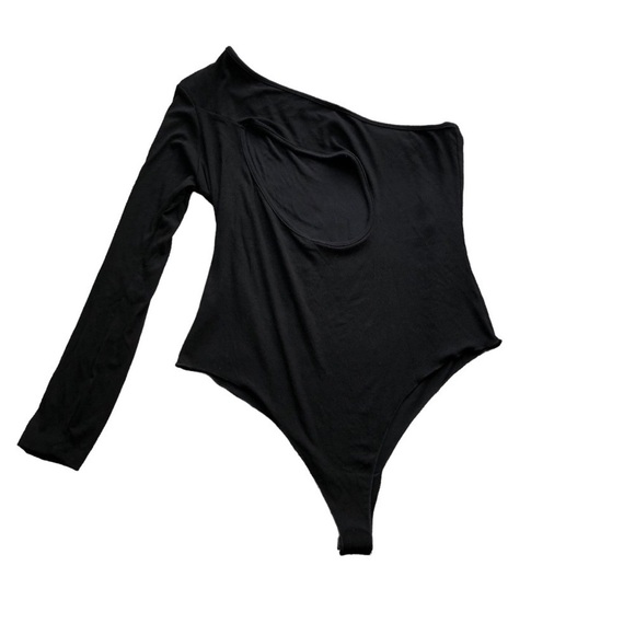 LNA Slade Heavy Rib One Shoulder Bodysuit Black Size 2X - Picture 2 of 9